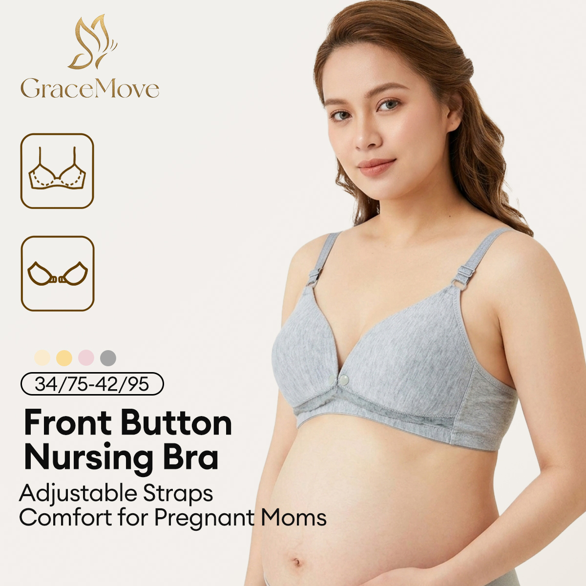 Front-button nursing bra in light blue